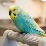 Topical ivermectin treatment for budgies with scaly face mite infestation (AI Generated Image)