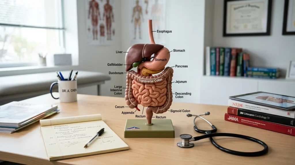 Gastrointestinal tract anatomy and clinical safety considerations of ivermectin (AI Generated Image)