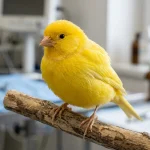 Avian healthcare and topical ivermectin treatment for canaries with air sac mites (AI Generated Image)